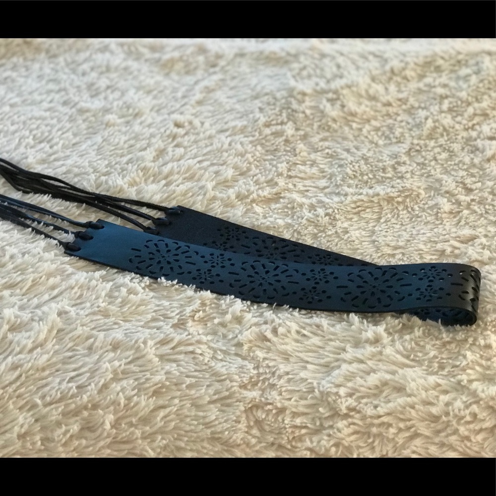 Laser cut out leather-like belt